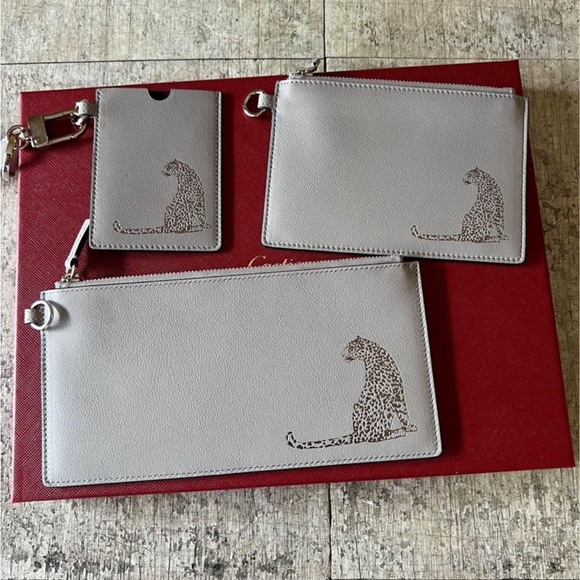 Cartier Sitting down  Panther pouches/card holder Set NEW! - Picture 1 of 4